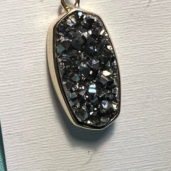 NWOT Kendra Scott Danay Earrings Chunky Platinum Drusy & Yellow Gold SO PERFECT! - Picture 5 of 9